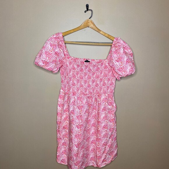 Sweet Girlhood Aesthetic Pink Babydoll J. Crew Dress 100% Cotton Puff Sleeves - Picture 2 of 9